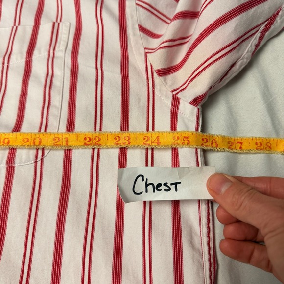 Tommy Hilfiger Red Stripe Academia Preppy Button Down Shirt Long SL Mens Size L - Picture 6 of 9